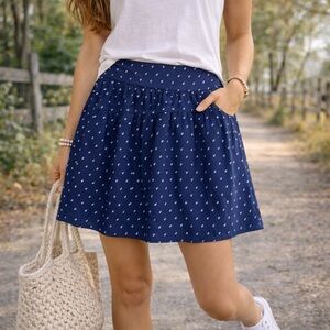 Gap Navy Blue Polka Dot‎ Rayon Skirt Size 4 A-Line Flowy Zip Back Boho